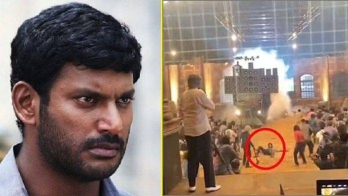 Tamil actor Vishal escapes from a dangerous situation during shooting